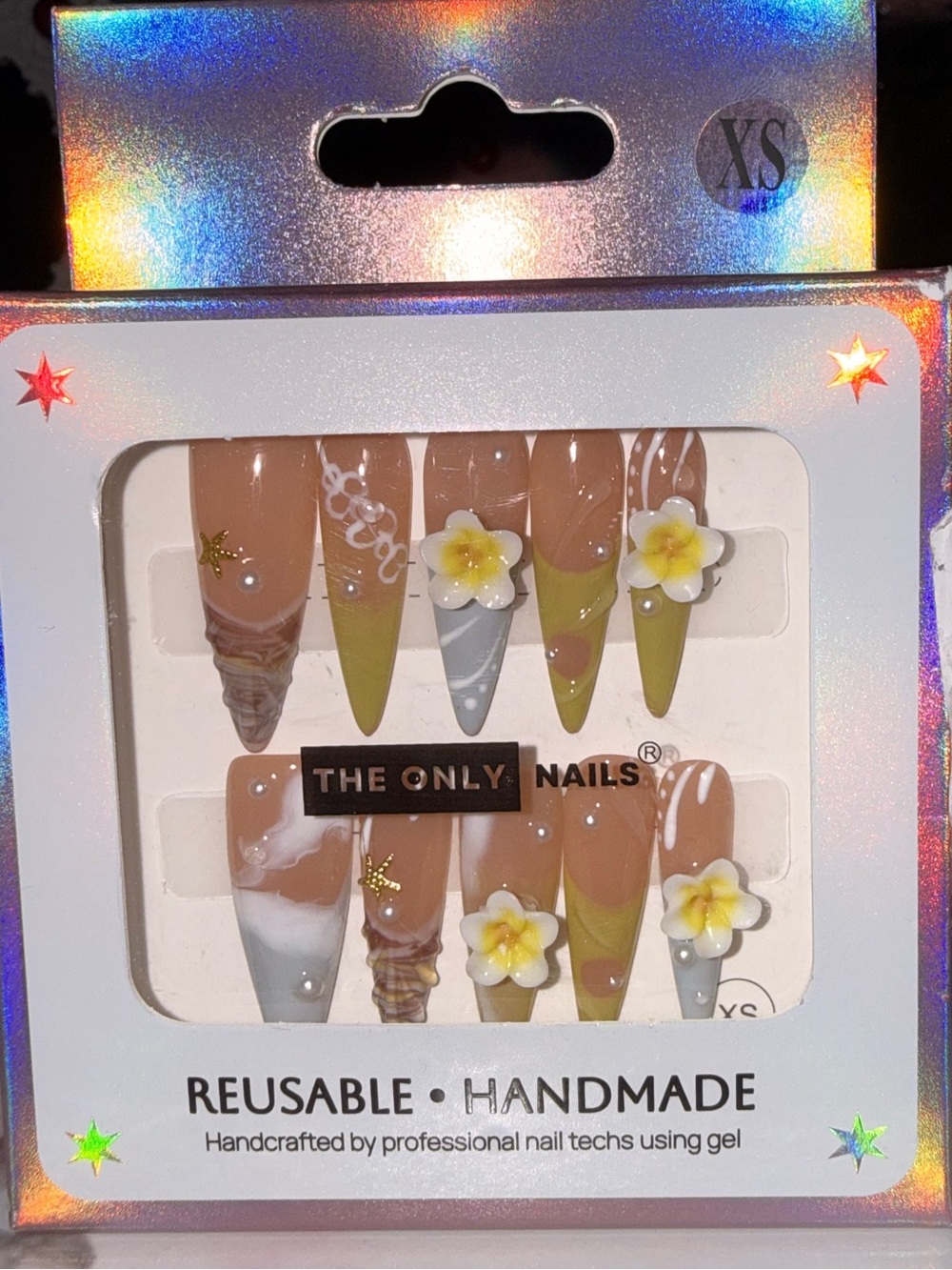 The Only Nails Handmade Reusable Floral Press-On Nails in XS